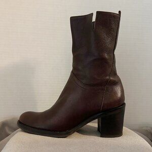 BCBGirls Cindie Soft dark Leather Mid-Calf Zippered Heeled Boots, size 5